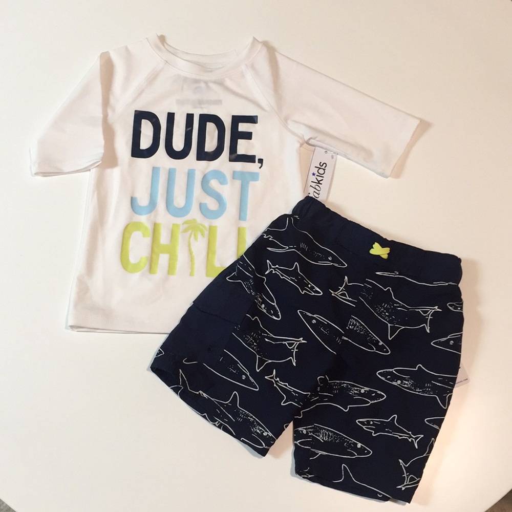 NWT Fabkids Board Shorts And Rashgaurd.